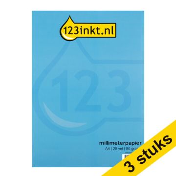 Aanbieding: 3x 123inkt millimeterpapier A4 25 vel (80 g/m2)