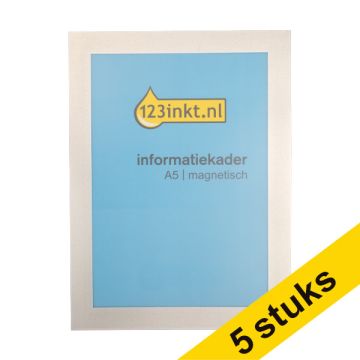 Aanbieding: 5x 123inkt informatiekader A5 magnetisch zilver