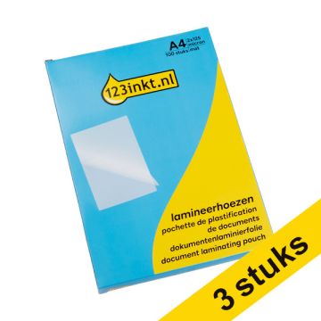 Aanbieding: 3x 123inkt document lamineerhoes A4 mat 2x125 micron (100 stuks)