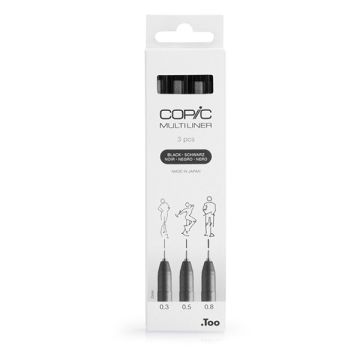 Copic Multiliner finelinerset zwart (0,3 - 0,8 mm) 3 stuks