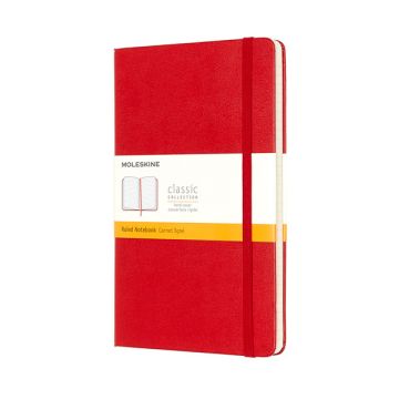 Moleskine large notitieboek gelinieerd hard cover rood