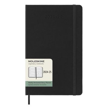 Moleskine large 18 maanden weekagenda 2024/2025 hardcover zwart - horizontaal