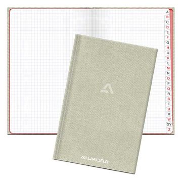 Aurora notitieboek met A-Z tabs 145 x 220 mm geruit 96 vel grijs (5 mm)