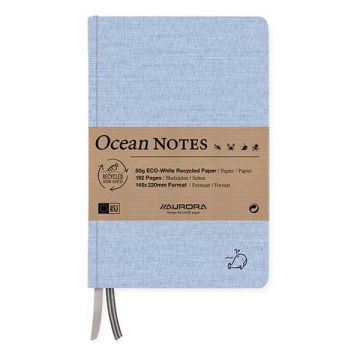 Aurora Ocean notitieboek 145 x 220 mm gelinieerd 96 vel walvis blauw