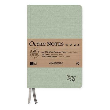 Aurora Ocean notitieboek 145 x 220 mm gelinieerd 96 vel schildpad groen