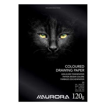 Aurora tekenblok A4 120 grams gekleurd papier (20 vel)