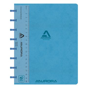 Aurora Adoc gelinieerd schrift met liniaal A5 blauw 72 vel