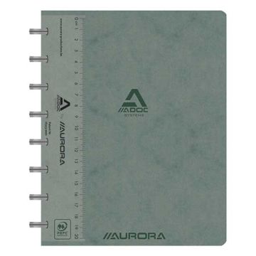 Aurora Adoc geruit schrift met liniaal A5 grijs 72 vel (5 mm)