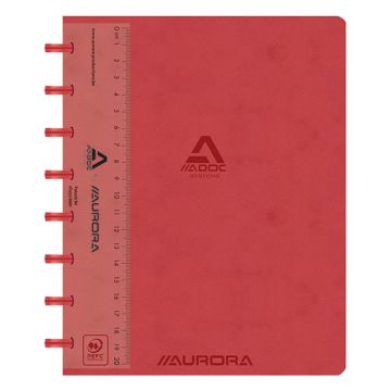 Aurora Adoc geruit schrift met liniaal A5 rood 72 vel (5 mm)