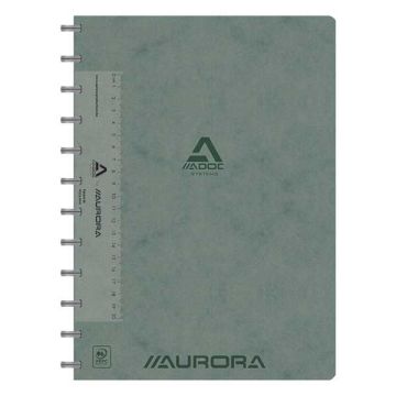 Aurora Adoc geruit schrift met liniaal A4 grijs 72 vel (5 mm)