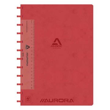 Aurora Adoc geruit schrift met liniaal A4 rood 72 vel (5 mm)