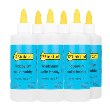 Aanbieding: 6x 123inkt hobbylijm flacon (200 ml)