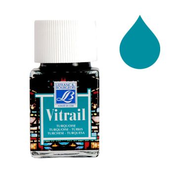 Lefranc Bourgeois Vitrail glas & porseleinverf 050 turquoise blue (50 ml)