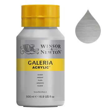 Winsor & Newton Galeria acrylverf 617 silver (500 ml)