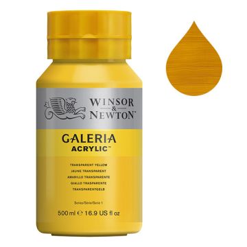 Winsor & Newton Galeria acrylverf 653 transparent yellow (500 ml)