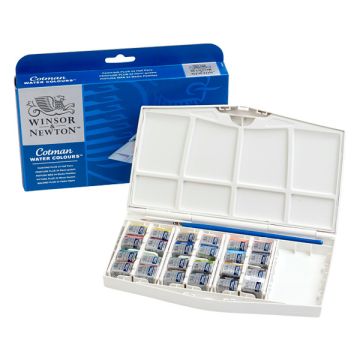 Winsor & Newton Cotman plus aquarelverfset (24 halve napjes)