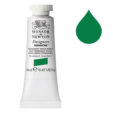 Winsor & Newton Designers gouache 484 permanent green middle (14 ml)