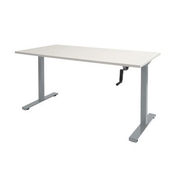 Schaffenburg Dextro Slinger zit-sta bureau aluminium frame krijtwit blad 140 x 80 cm