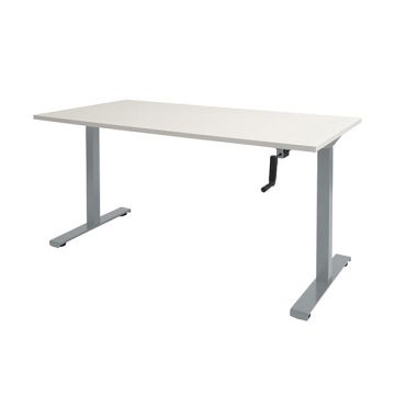 Schaffenburg Dextro Slinger zit-sta bureau aluminium frame krijtwit blad 180 x 80 cm