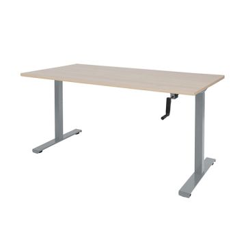 Schaffenburg Dextro Slinger zit-sta bureau aluminium frame lindberg eiken blad 140 x 80 cm