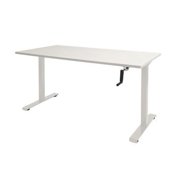 Schaffenburg Dextro Slinger zit-sta bureau wit frame krijtwit blad 140 x 80 cm