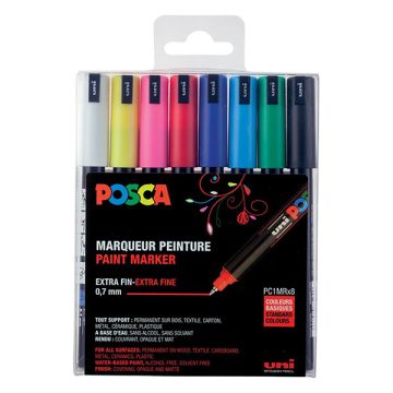 POSCA PC-1MR verfmarkerset (0,7 mm rond) 8 stuks