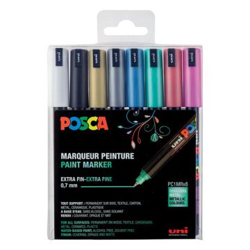 POSCA PC-1MR verfmarkerset metallic (0,7 mm rond) 8 stuks