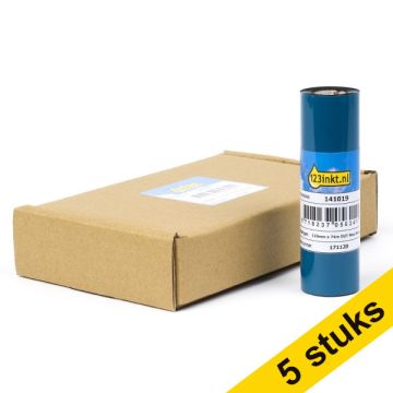 123inkt huismerk vervangt Aanbieding: 5x Zebra 3200 wax/hars ribbon (03200GS11007) 110 mm x 74 m (5 