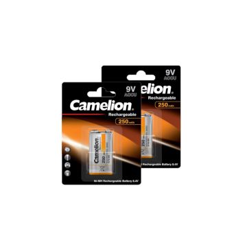 Camelion Oplaadbare 9V / E-block / 6HR61 Ni-Mh Batterijen (2 stuks, 250 mAh)