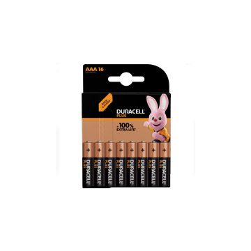 Duracell Plus 100% Extra Life AAA / MN2400 / LR03 Alkaline Batterij (16 stuks)