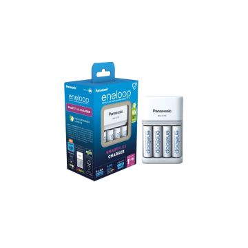 Panasonic Eneloop Oplaadbare AA Batterijen + Smart Plus Charger (4 stuks, 2000 mAh)