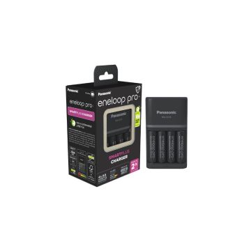 Panasonic Eneloop Pro Oplaadbare AA Batterijen + Quick Charger (4 stuks, 2500 mAh)