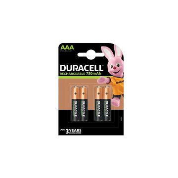 Duracell Oplaadbare AAA / HR03 Ni-Mh Batterijen (4 stuks, 750 mAh)