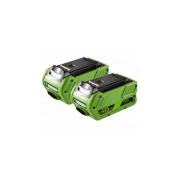 Starterkit: 2x GreenWorks G40B6 / G-MAX 40V accu's (40 V, 5.0 Ah, 123accu huismerk)