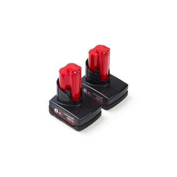 2-pack Milwaukee M12 B6 / 4932451395 accu's (12 V, 6.0 Ah, origineel)