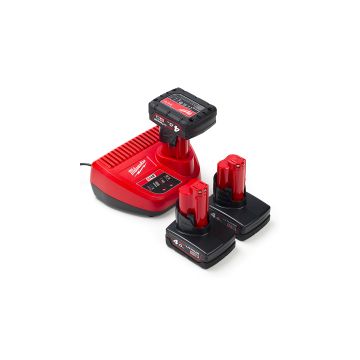 NRG pack: 3x Milwaukee M12 B4 / accu's + lader (12 V, 4.0 Ah, origineel)