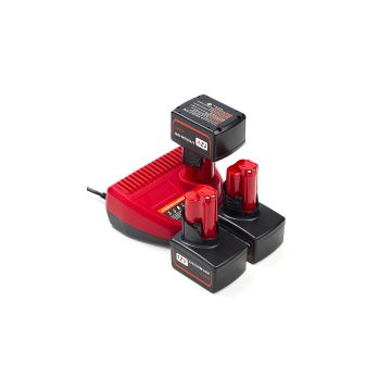 NRG Pack: 3x Milwaukee M12 B6 accu's + lader (12 V, 6.0 Ah, 123accu huismerk)