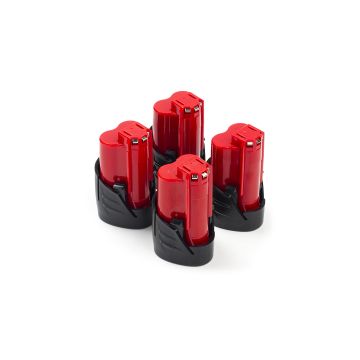 4-pack Milwaukee M12 B2 / 4932430064 accu's (12 V, 2.0 Ah, origineel)