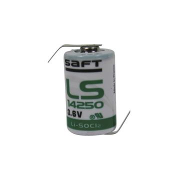 Saft LS14250 / 1/2 AA batterij met soldeerlippen (3.6V, 1200 mAh, Li-SOCl2)