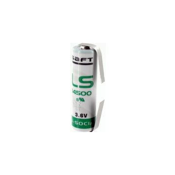 Saft LS14500 / AA batterij met soldeerlippen (3.6 V, 2600 mAh, Li-SOCl2)