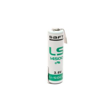 Saft LS14500 / AA batterij met soldeerlippen (3.6 V, 2600 mAh, Li-SOCl2)