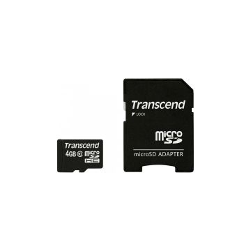 Transcend Micro SD geheugenkaart class 10 inclusief SD adapter - 4GB