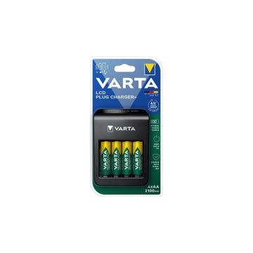 Varta LCD-stekkeroplader+ inclusief oplaadbare AA Ni-Mh batterijen (4 stuks, 2100 mAh)