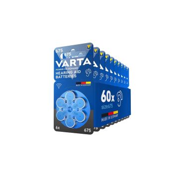 Varta 675 / PR44 / Blauw gehoorapparaat batterij 60 stuks