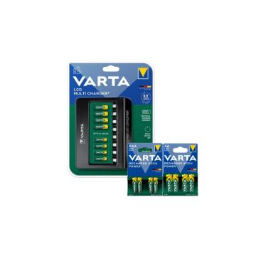 Varta LCD-Multilader+ inclusief AA en AAA oplaadbare Ni-Mh batterijen (8 stuks, 1000 mAh, 2100 mAh)