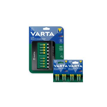 Varta LCD-Multilader+ inclusief AAA oplaadbare Ni-Mh batterijen (8 stuks, 1000 mAh)