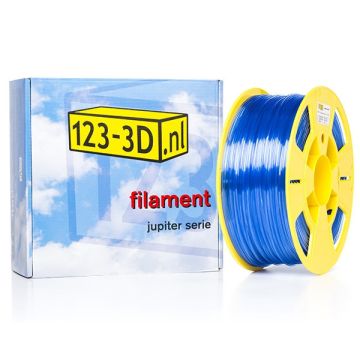 Filament transparant blauw 1,75 mm PETG 1 kg Jupiter serie (123-3D huismerk)