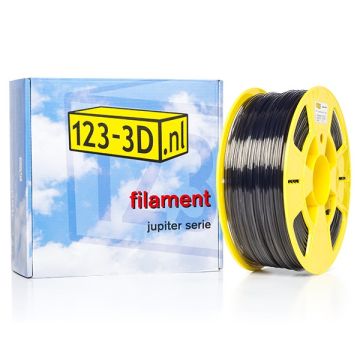 Filament transparant zwart 1,75 mm PETG 1 kg Jupiter serie (123-3D huismerk)