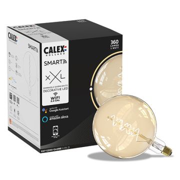 Calex XXL Smart lamp | E27 | Globe G200 | Gold | 1800K | 220 lumen | 5W (22W)