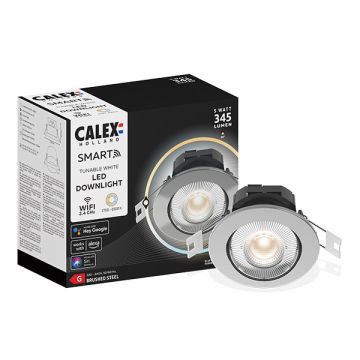 Calex Smart inbouwspot | 2700-6500K | 345 lumen | Zilver | 5W